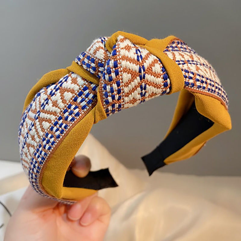 Wholesale Fabric Qianniao Lingge Vintage Wide Edge Headband